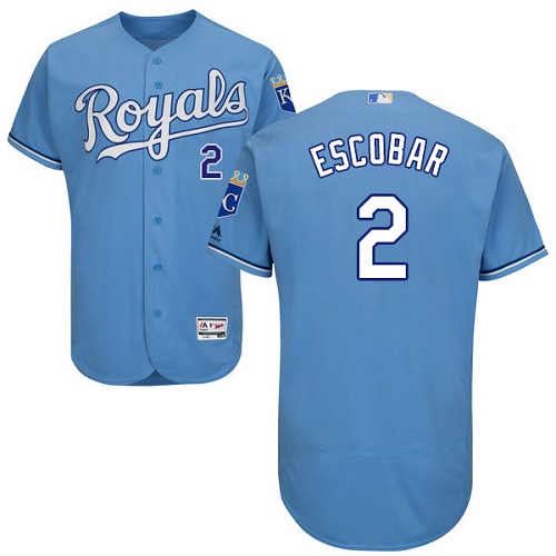Royals #2 Alcides Escobar Light Blue Flexbase Authentic Collection Stitched MLB Jersey - Click Image to Close